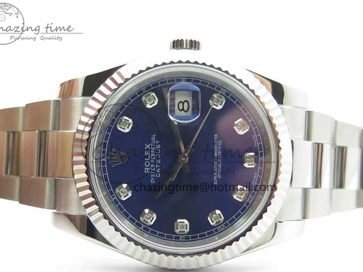 0406 Sporty DateJust 126334 SS Noob 1:1 904L Best Edition Blue Dial Diamond on Oyster Bracelet A 3164
